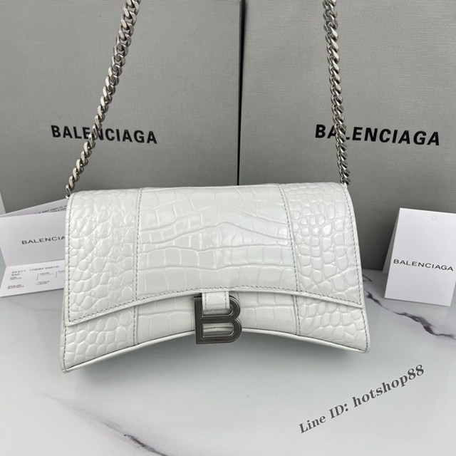 Balenciaga專櫃爆款鱷魚紋牛皮女包鏈條包 巴黎世家經典沙漏鏈條斜挎包 fyj1046